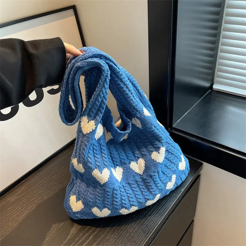 ❤️ Cute Crochet Heart Bags 🌊 Stylish Casual Beach Tote 🎉 Fun & Versatile Fashion Companion! 👜✨