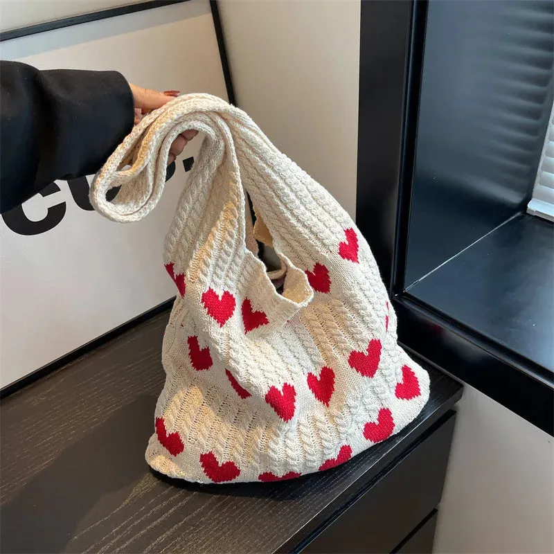 ❤️ Cute Crochet Heart Bags 🌊 Stylish Casual Beach Tote 🎉 Fun & Versatile Fashion Companion! 👜✨