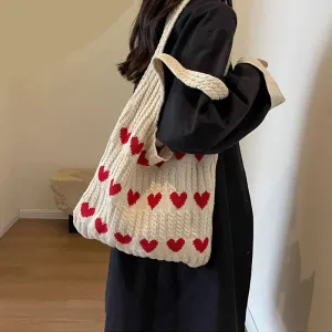 ❤️ Cute Crochet Heart Bags 🌊 Stylish Casual Beach Tote 🎉 Fun & Versatile Fashion Companion! 👜✨
