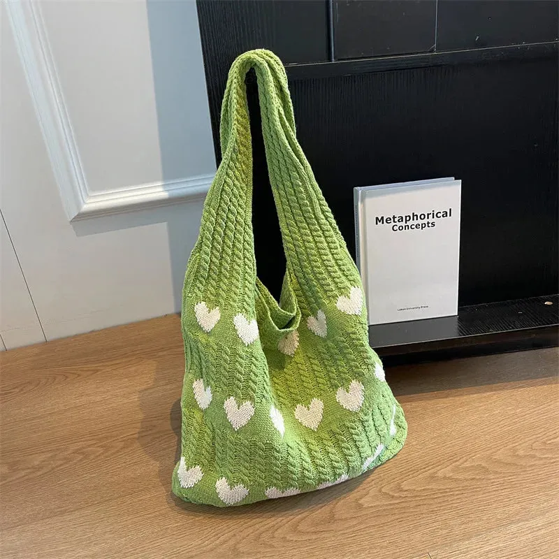 ❤️ Cute Crochet Heart Bags 🌊 Stylish Casual Beach Tote 🎉 Fun & Versatile Fashion Companion! 👜✨