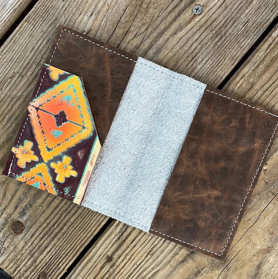 077 Passport Cover - Black & White w/ Rainbow Aztec