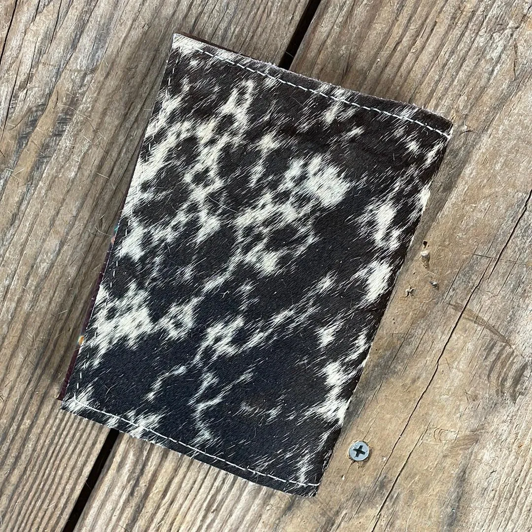 077 Passport Cover - Black & White w/ Rainbow Aztec