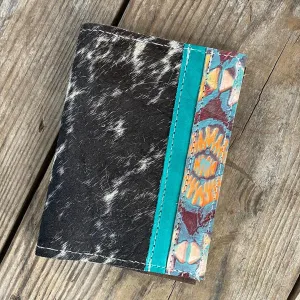 077 Passport Cover - Black & White w/ Rainbow Aztec