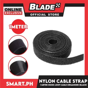 1 Meter Nylon Cable Strap Hook And Loop Multi-Purpose Cable Wire Organizer (Black)