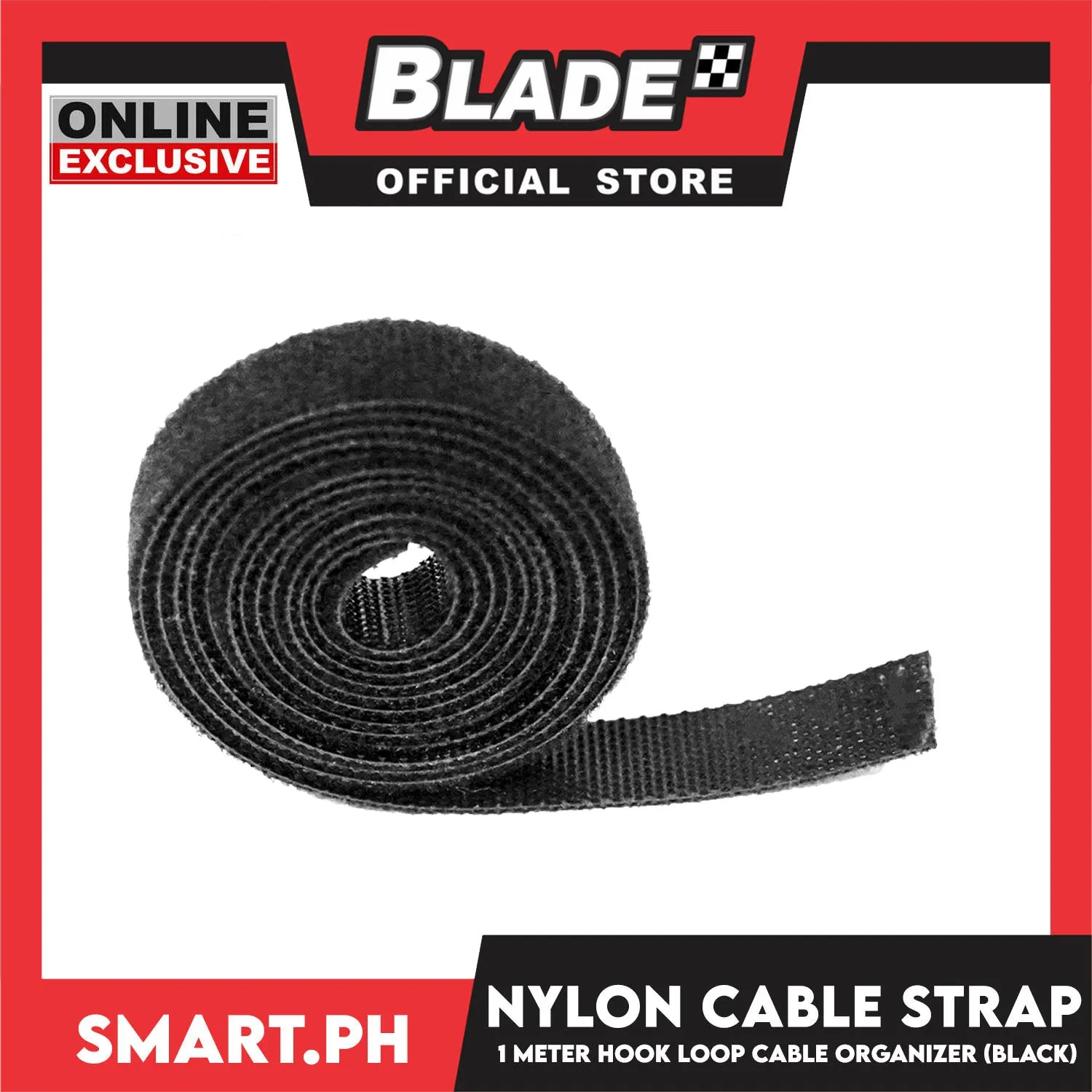 1 Meter Nylon Cable Strap Hook And Loop Multi-Purpose Cable Wire Organizer (Black)