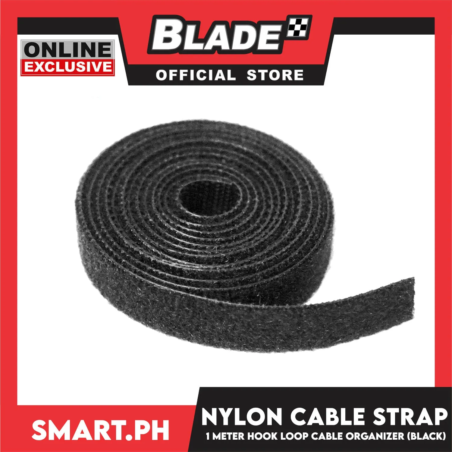 1 Meter Nylon Cable Strap Hook And Loop Multi-Purpose Cable Wire Organizer (Black)