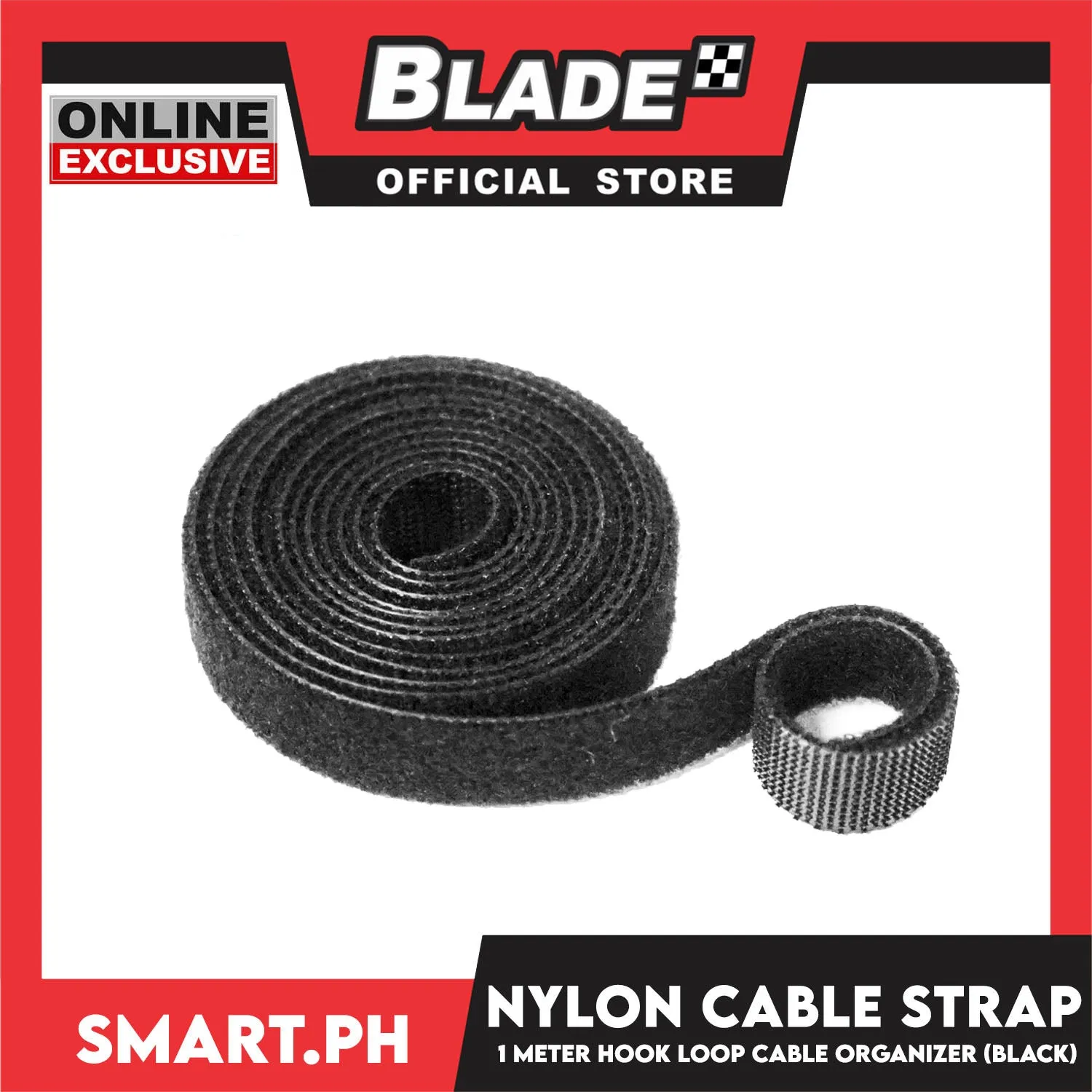 1 Meter Nylon Cable Strap Hook And Loop Multi-Purpose Cable Wire Organizer (Black)