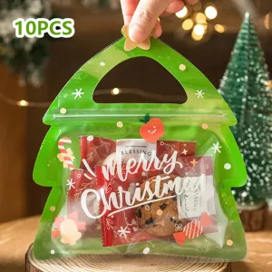 10pcs Christmas Zipper Gift Bags - Candy & Cookies