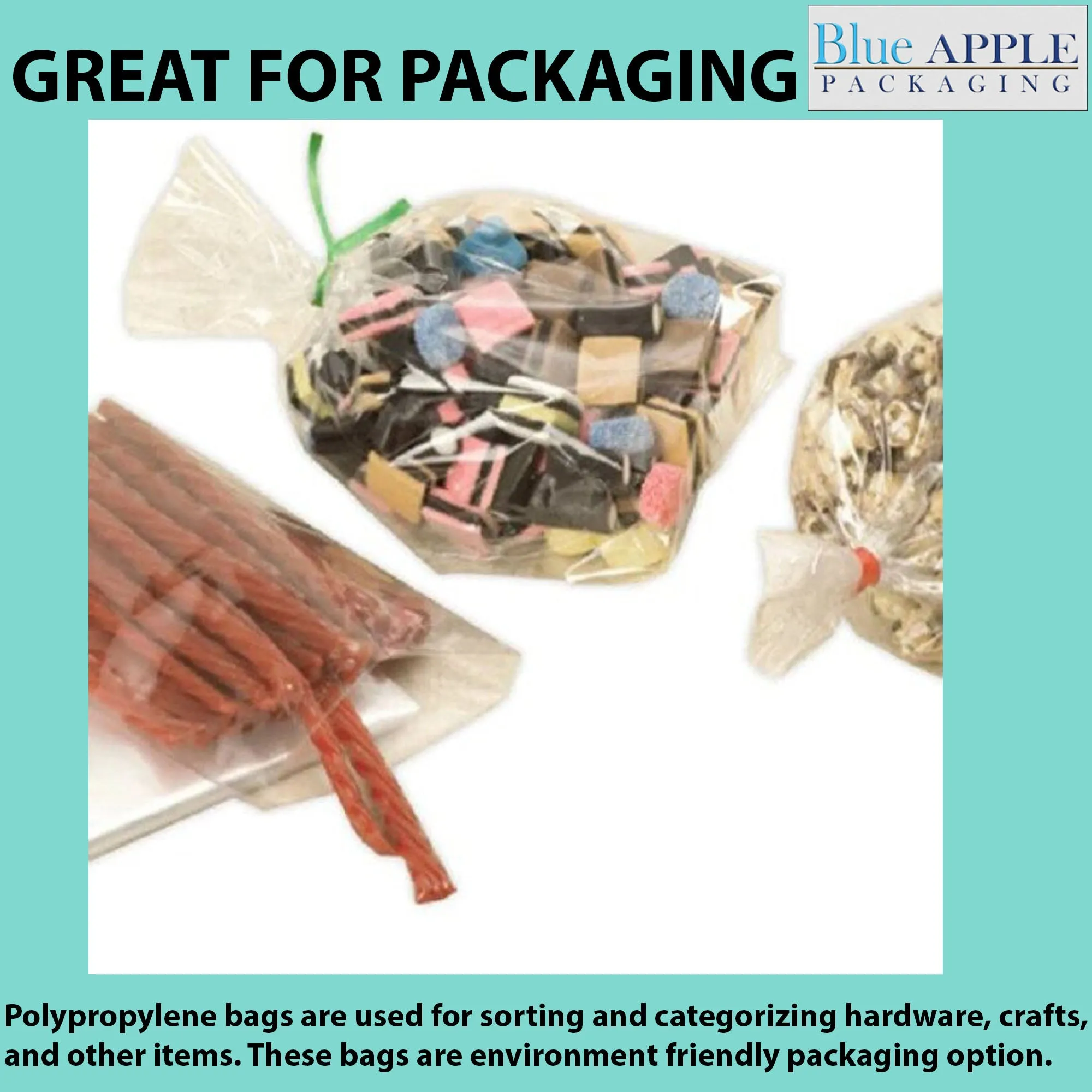 10X12 inches Polypropylene Bags 1.5 Mil Clear Flat
