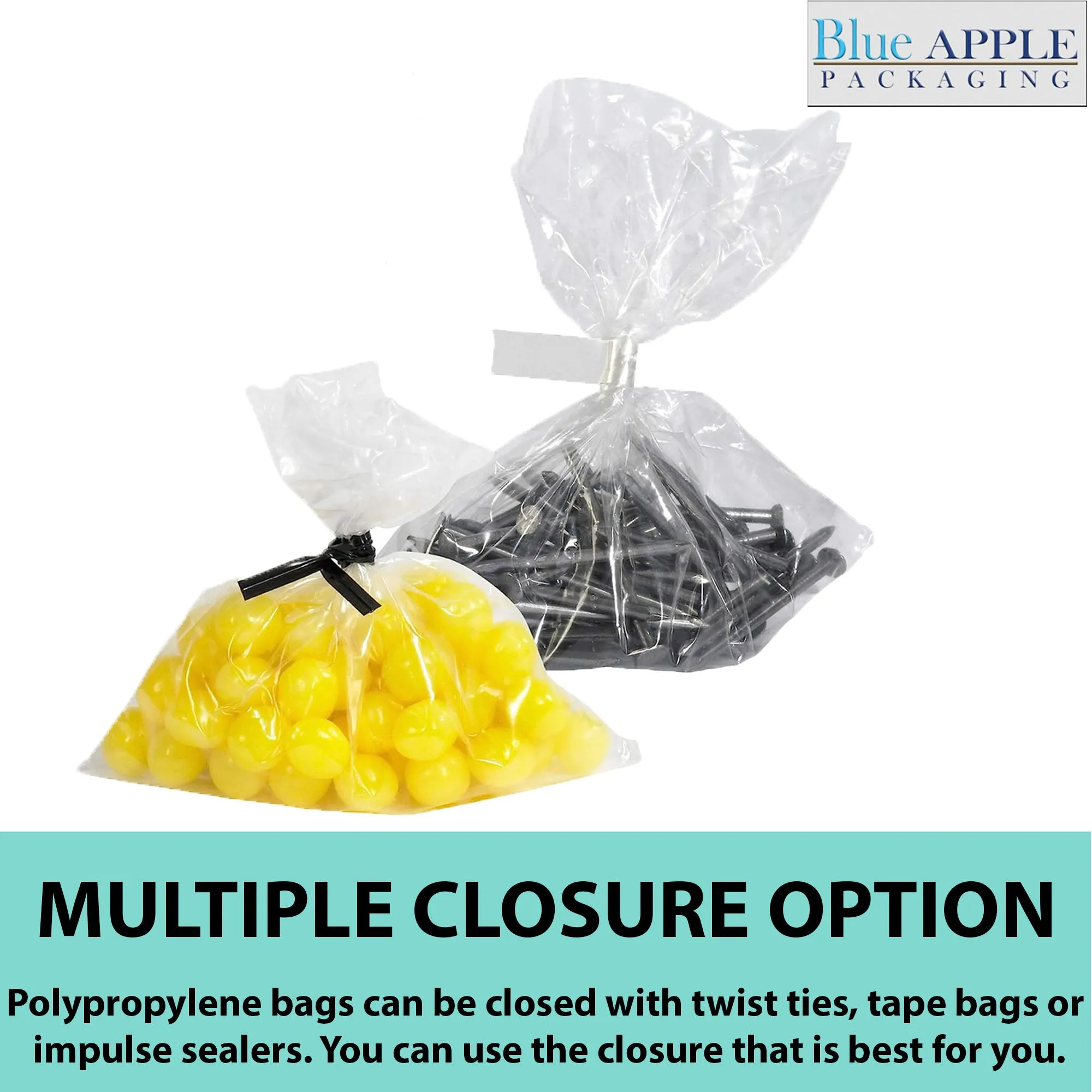 10X12 inches Polypropylene Bags 1.5 Mil Clear Flat
