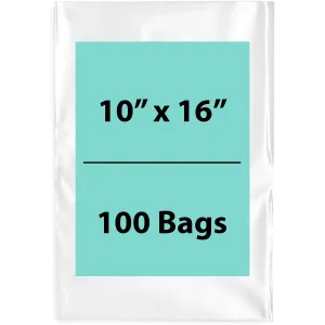 10X16 inches Clear Flat Poly Bags 1.5Mil Open Top (LDPE)