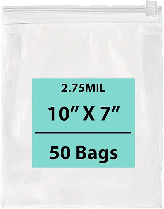 10X7 inches Resealable Poly Bags With Slide Seal 2.75 Mil (LDPE)
