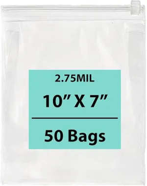 10X7 inches Resealable Poly Bags With Slide Seal 2.75 Mil (LDPE)