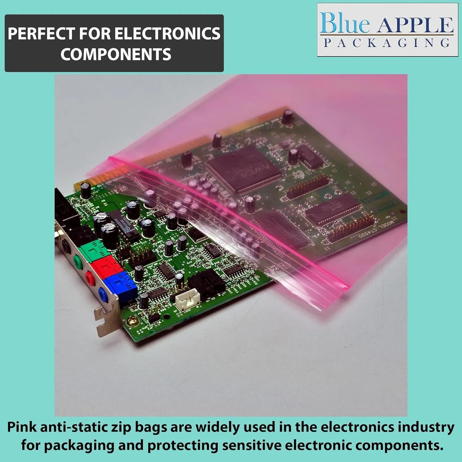 12X15 inches Pink Anti Static Zip Lock Bags 4 Mil