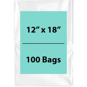 12X18 inches Clear Flat Poly Bags 1.5Mil Open Top (LDPE)
