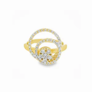 14K YELLOW GOLD DOUBLE CIRCLE SPINNER RING WITH 0.49CTW