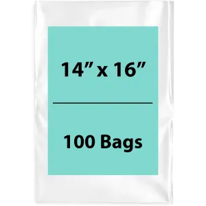 14X16 inches Clear Flat Poly Bags 4Mil Open Top (LDPE)