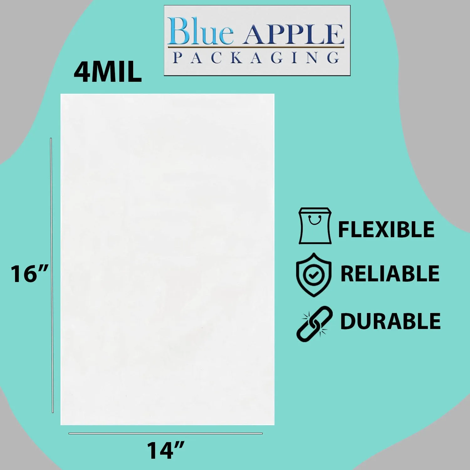 14X16 inches Clear Flat Poly Bags 4Mil Open Top (LDPE)