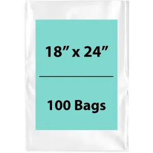 18X24 inches Clear Flat Poly Bags 2Mil Open Top (LDPE)