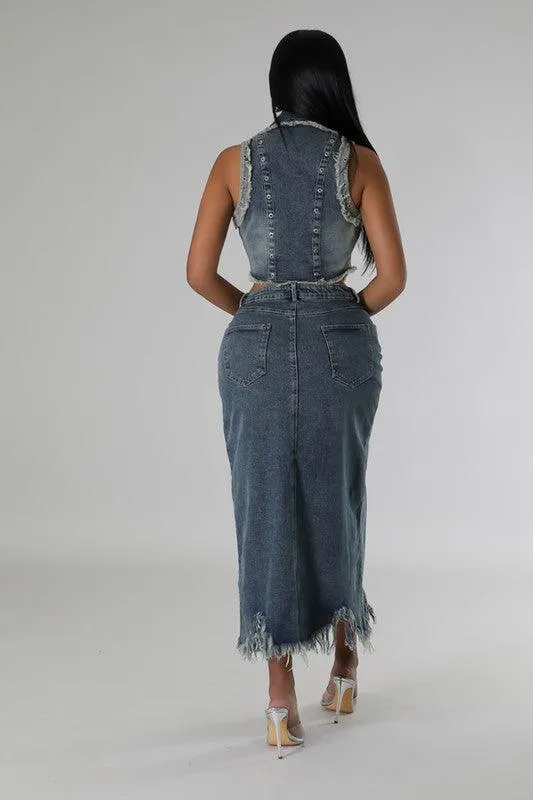 2 PC SKIRT SET IN DENIM