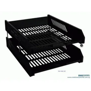 2 Tier Plastic Document Tray with Metal Risers A4