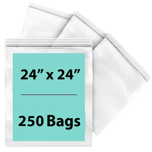 24X24 inches Reclosable Single Line Zipper Poly Bags 2 Mil (LDPE)