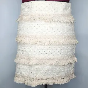 26) ANTHROPOLOGIE HD in Paris Linen Cotton Lace Skirt Sz. 10
