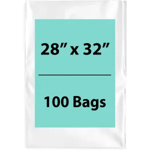 28X32 inches Clear Flat Poly Bags 2Mil Open Top (LDPE)