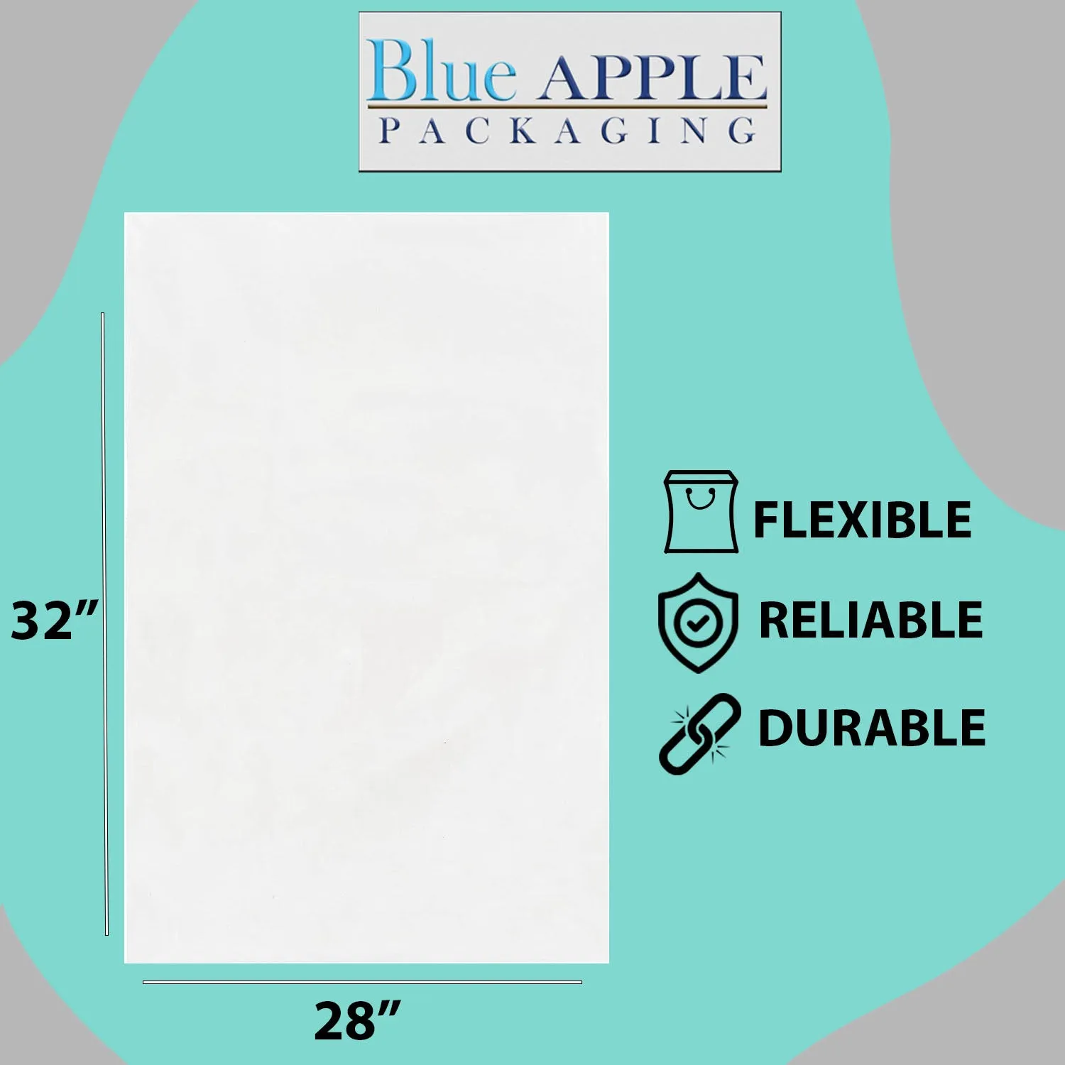 28X32 inches Clear Flat Poly Bags 2Mil Open Top (LDPE)