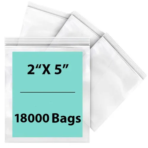 2X5 inches Reclosable Single Line Zipper Poly Bags 2 Mil (LDPE)