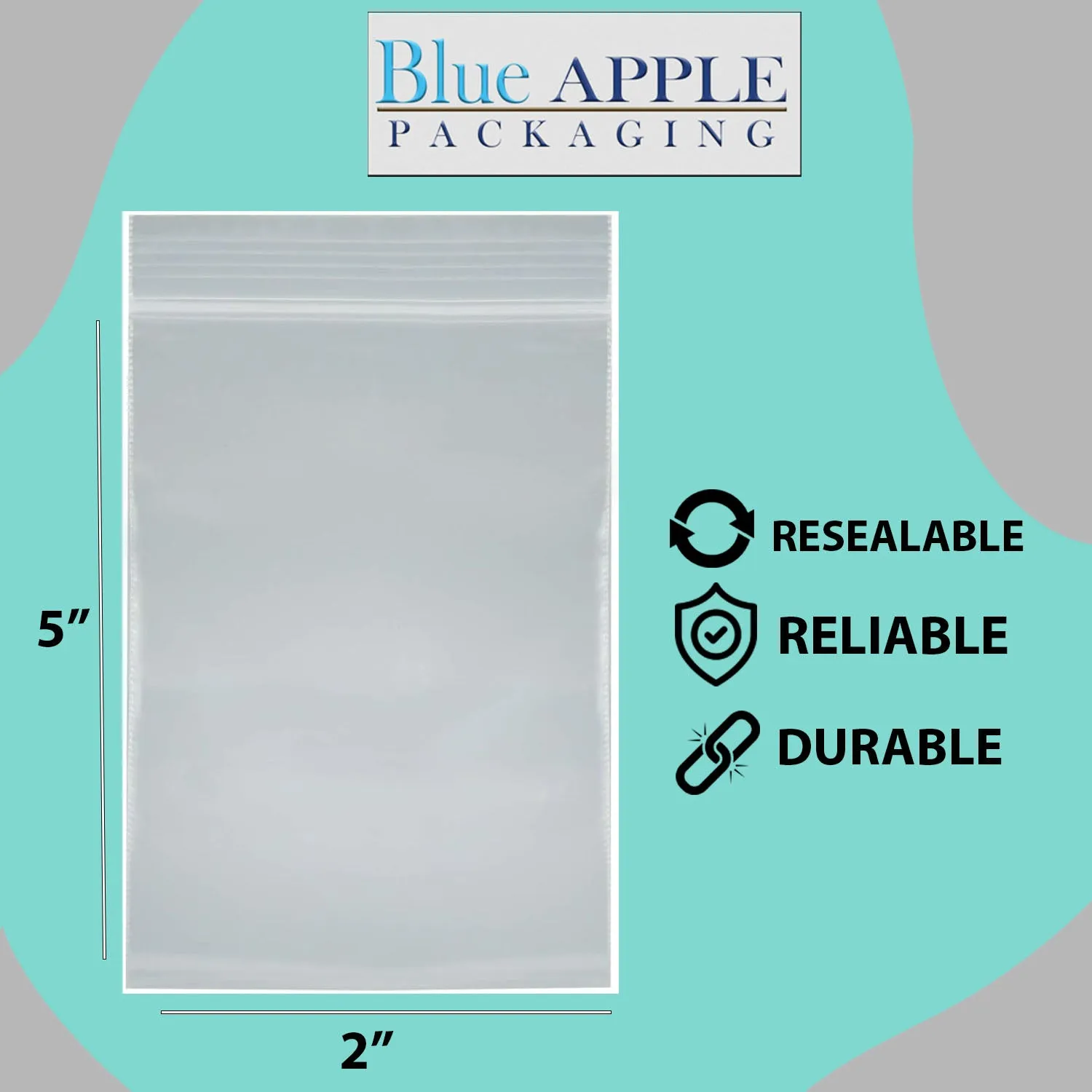 2X5 inches Reclosable Single Line Zipper Poly Bags 2 Mil (LDPE)