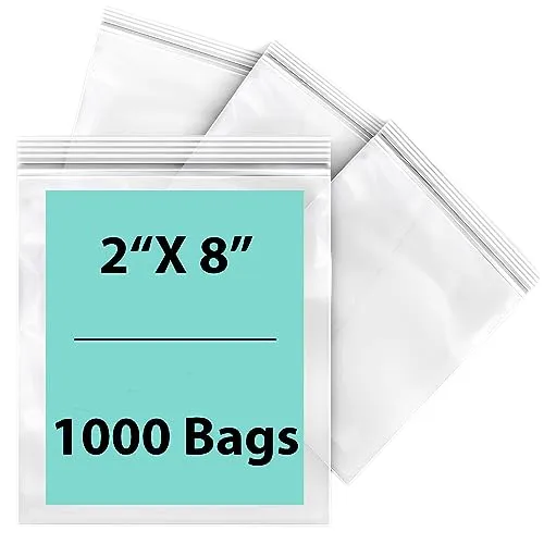 2X8 inches Reclosable Single Line Zipper Poly Bags 2 Mil (LDPE)