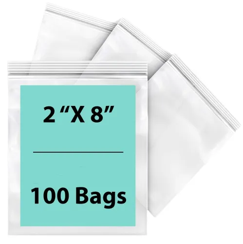 2X8 inches Reclosable Single Line Zipper Poly Bags 2 Mil (LDPE)