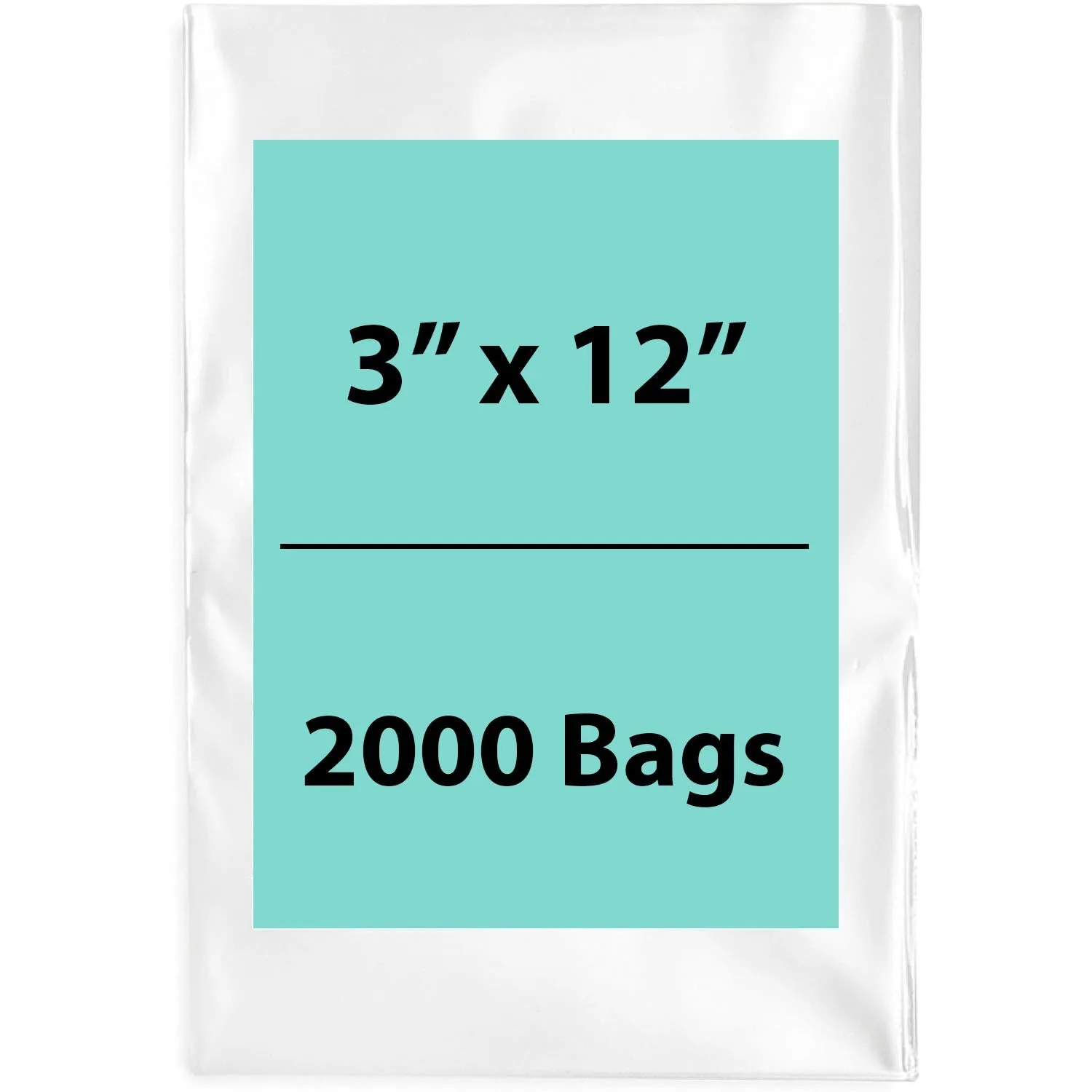 3X12 inches Clear Flat Poly Bags 1.5Mil Open Top (LDPE)