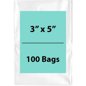 3X5 inches Clear Flat Poly Bags 3Mil Open Top (LDPE)