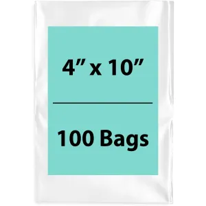 4X10 inches Clear Flat Poly Bags 1.5Mil Open Top (LDPE)