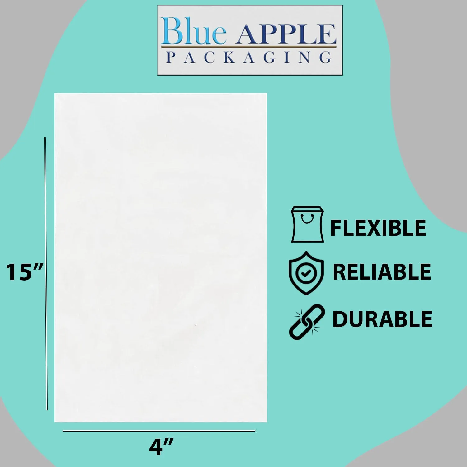 4X15 inches Clear Flat Poly Bags 1.5Mil Open Top (LDPE)