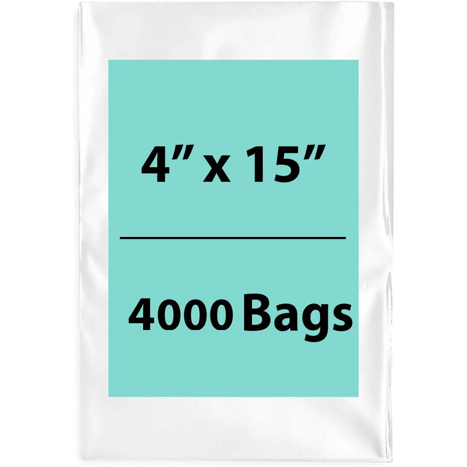 4X15 inches Clear Flat Poly Bags 2Mil Open Top (LDPE)