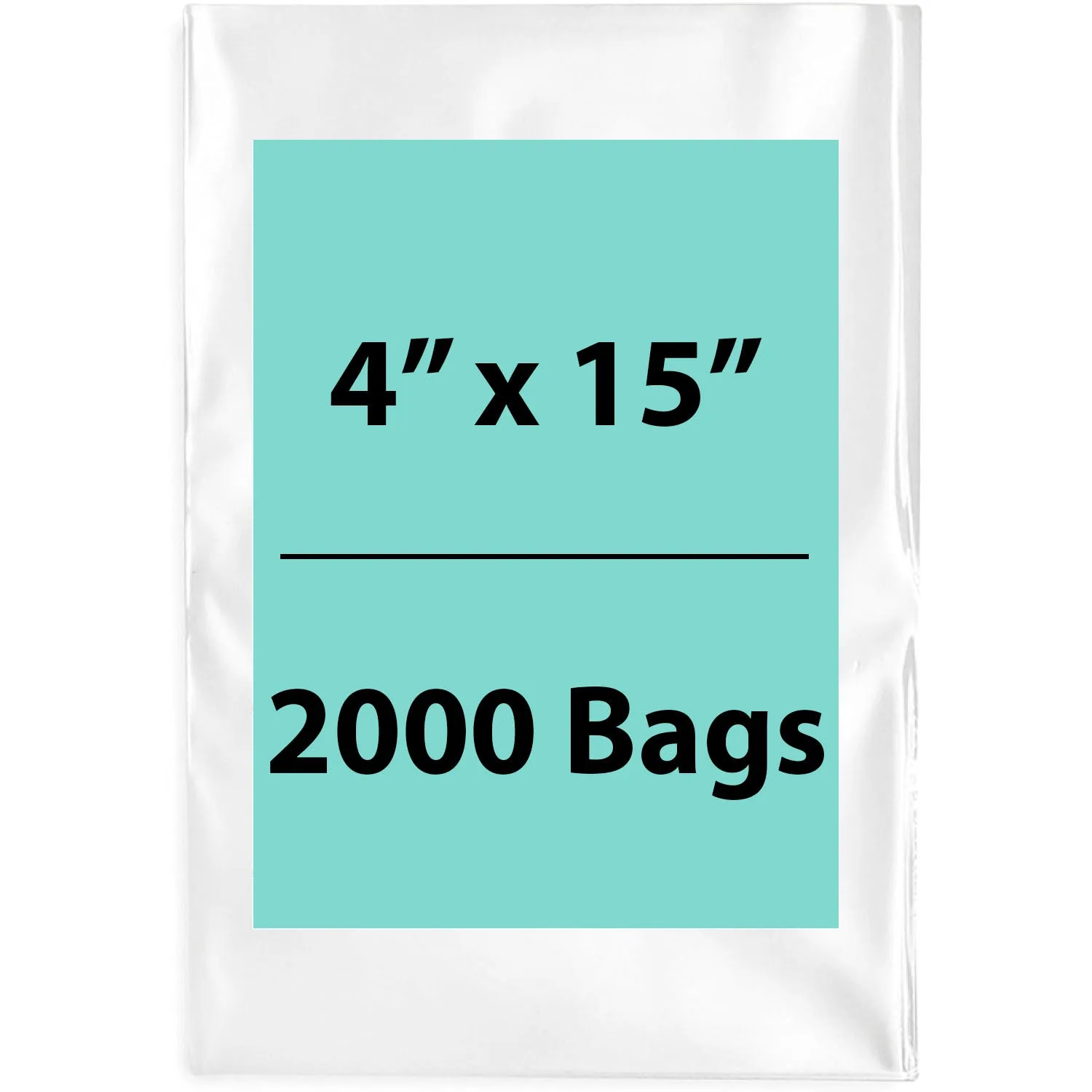 4X15 inches Clear Flat Poly Bags 2Mil Open Top (LDPE)