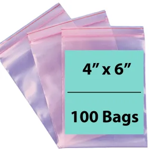 4X6 inches Pink Anti Static Zip Lock Bags 4 Mil