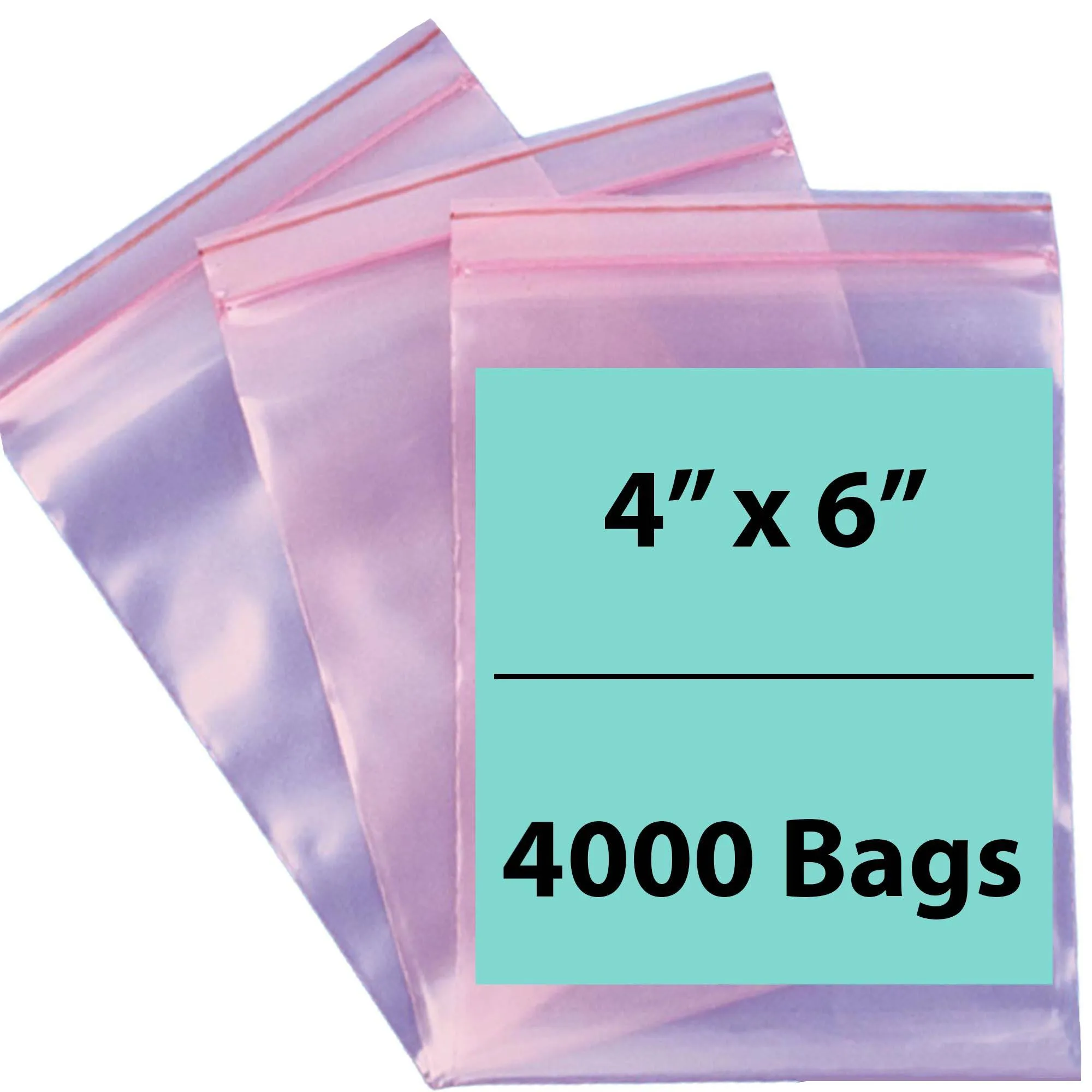 4X6 inches Pink Anti Static Zip Lock Bags 4 Mil