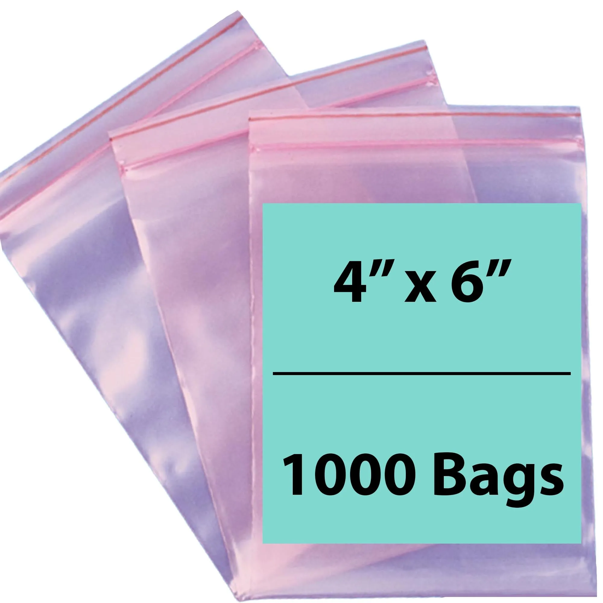 4X6 inches Pink Anti Static Zip Lock Bags 4 Mil