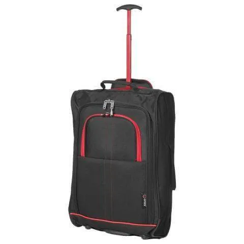 5 Cities (55x35x20cm) Lightweight Cabin Hand Luggage With a Retractable Telescopic Handle, Approved For Ryanair/easyJet/British Airways & more