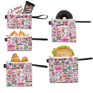 5 Dual-Layer Reusable Sandwich Bags - Unicorns & Rainbows