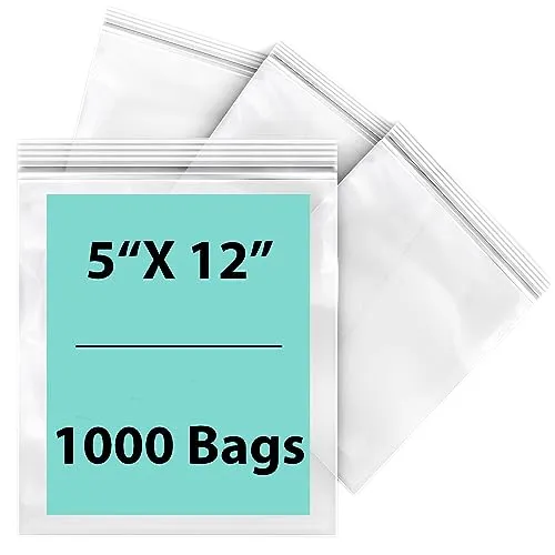 5X12 inches Reclosable Single Line Zipper Poly Bags 2 Mil (LDPE)