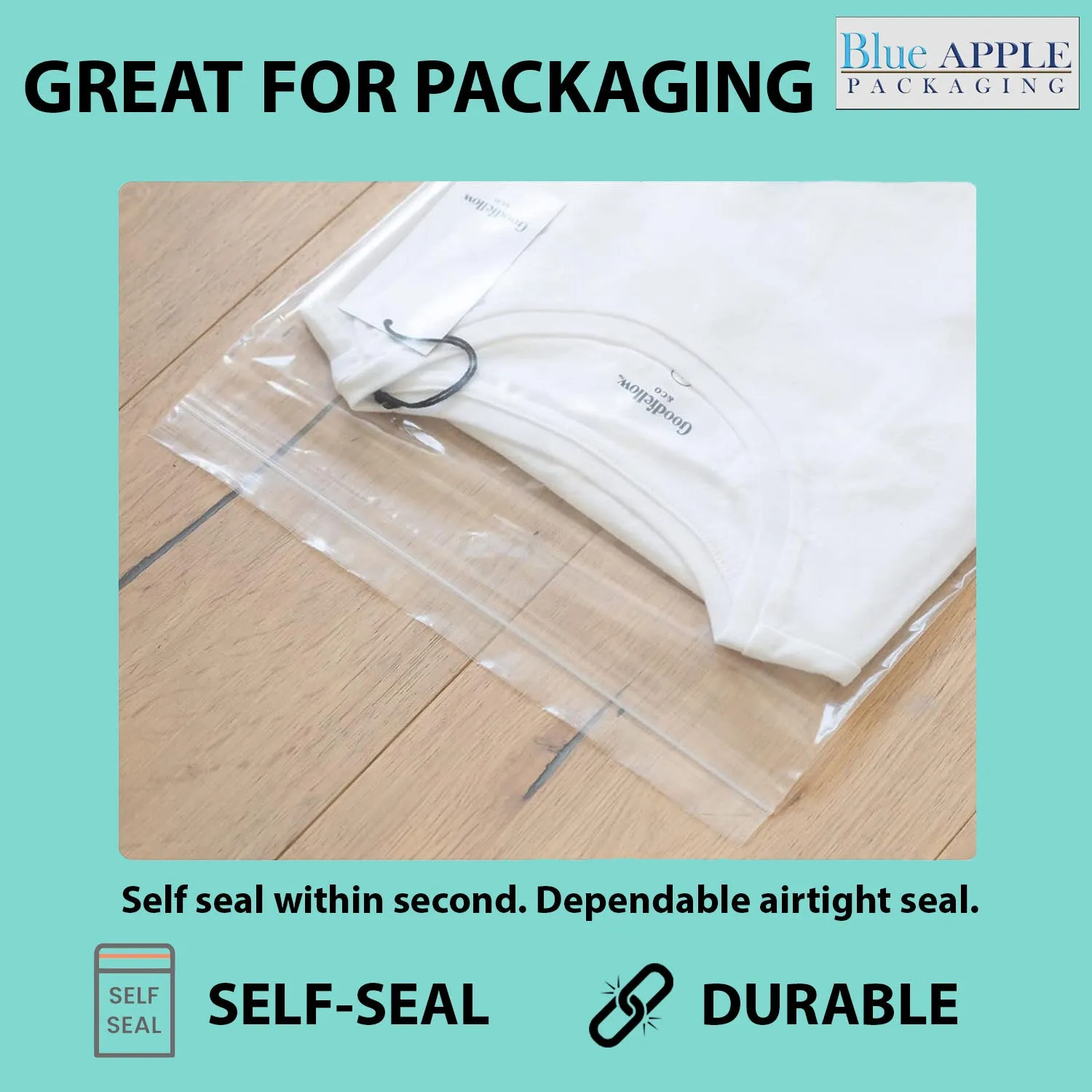 5X12 inches Reclosable Single Line Zipper Poly Bags 2 Mil (LDPE)