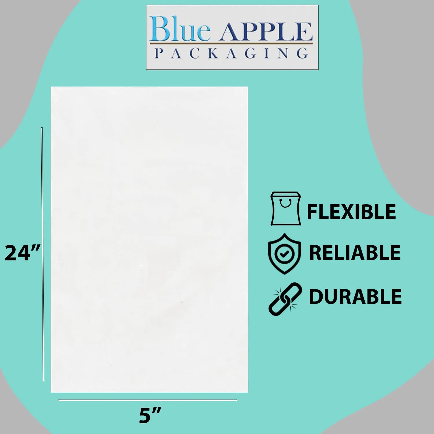 5X24 inches Clear Flat Poly Bags 1.5Mil Open Top (LDPE)