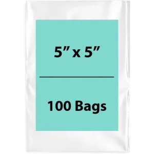 5X5 inches Clear Flat Poly Bags 3Mil Open Top (LDPE)