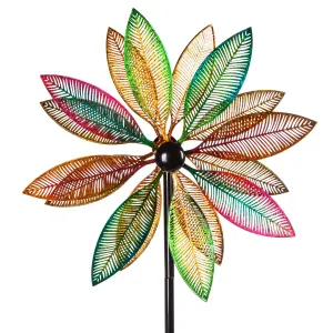69"H Wind Spinner, Filagree Leaves,20.87"x9.84"x69.69"inches