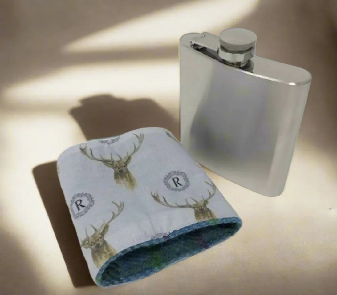 6oz Harris Tweed Hip Flask - Mackenzie Tartan  - by Created by the Ridleys